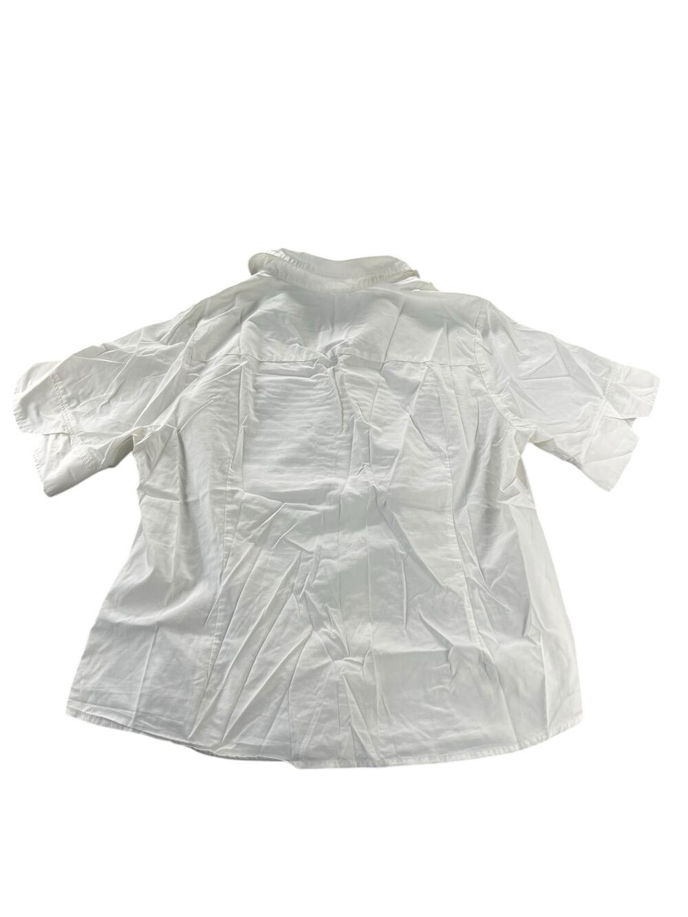 Signature Larry Levine White Short Sleeve Button Down Blouse Women's Size 2X